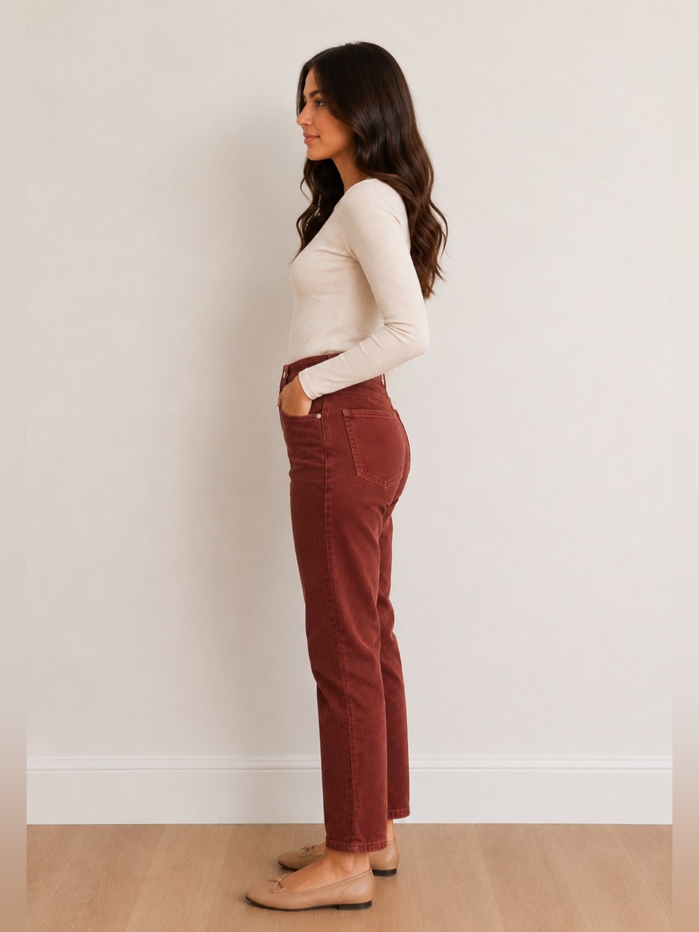 NWT Old Navy High-Waisted OG Straight Leg Corduroy Ankle Pants Red Dirt Size 4P - Picture 9 of 15